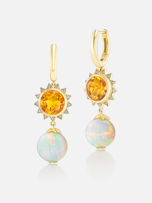 Double Opal Supernova Huggie Earrings