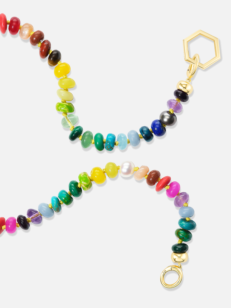 18" Open Bail Rainbow Bead Foundation Necklace