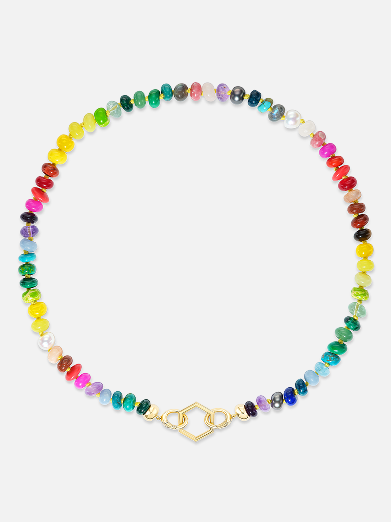 18" Open Bail Rainbow Bead Foundation Necklace