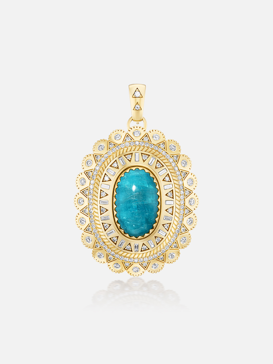 Paraiba Cabochon Concho Pendant 10.99ct