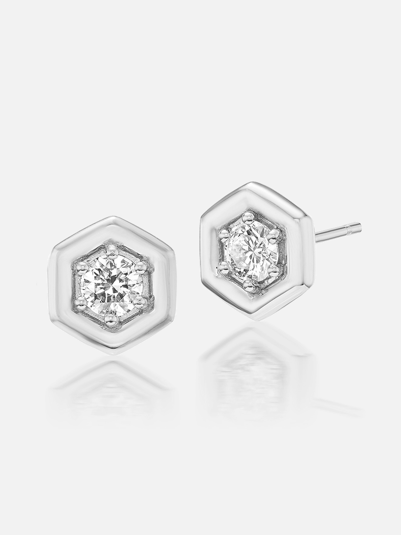 MCM Platinum Hubba Stud Earrings