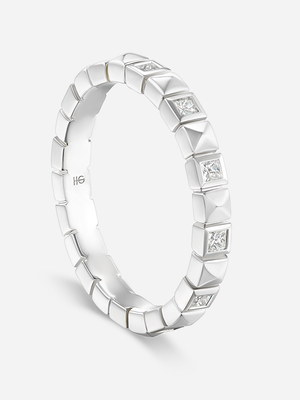Platinum Checkerboard Ring Single