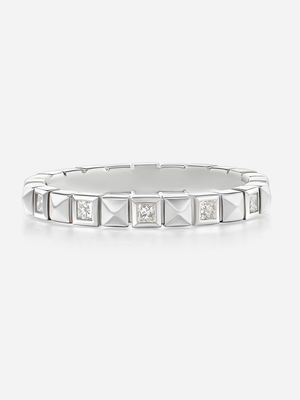 Platinum Checkerboard Ring Single