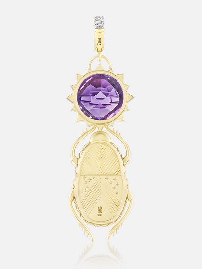 Sun Scarab Pendant: Amethyst & Opal