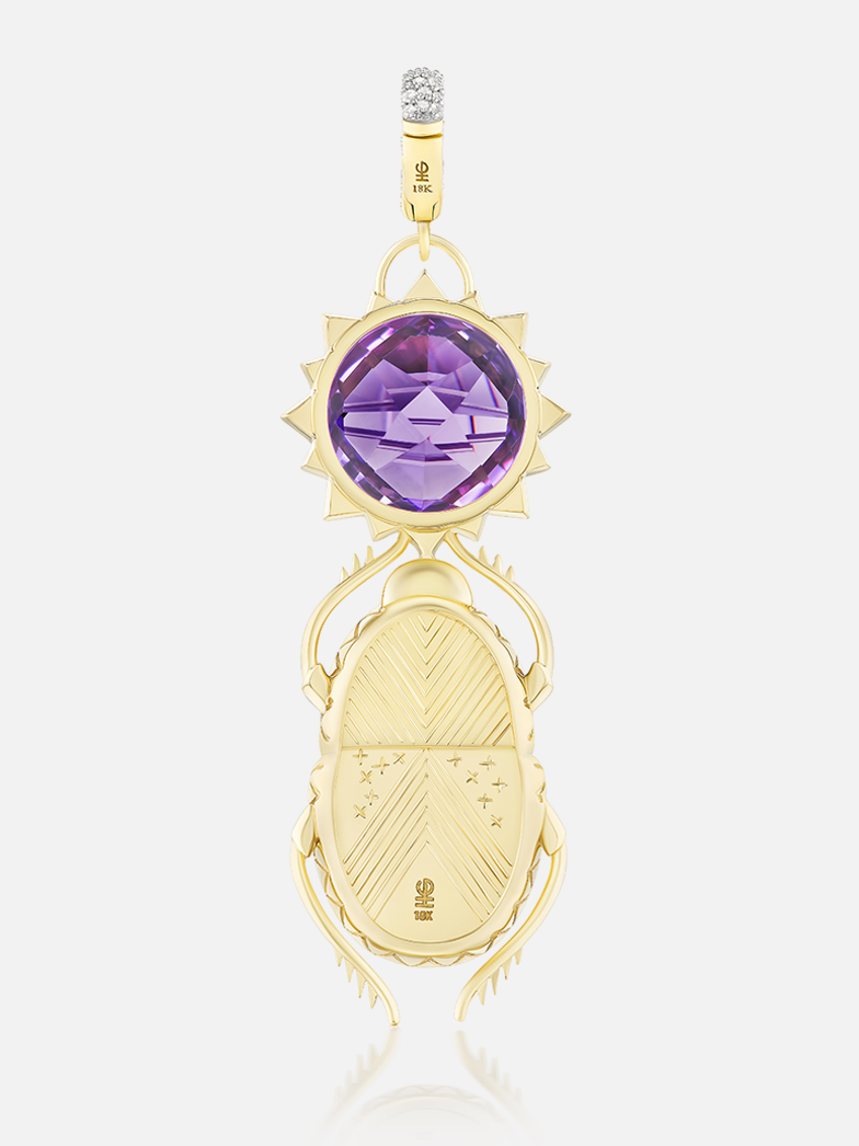 Sun Scarab Pendant Amethyst & Opal