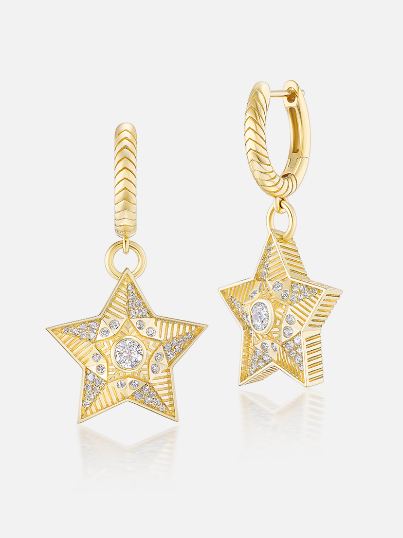 Supernova Star Drop Huggie Earrings