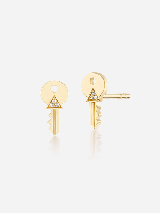 Tiny Key Stud Earrings