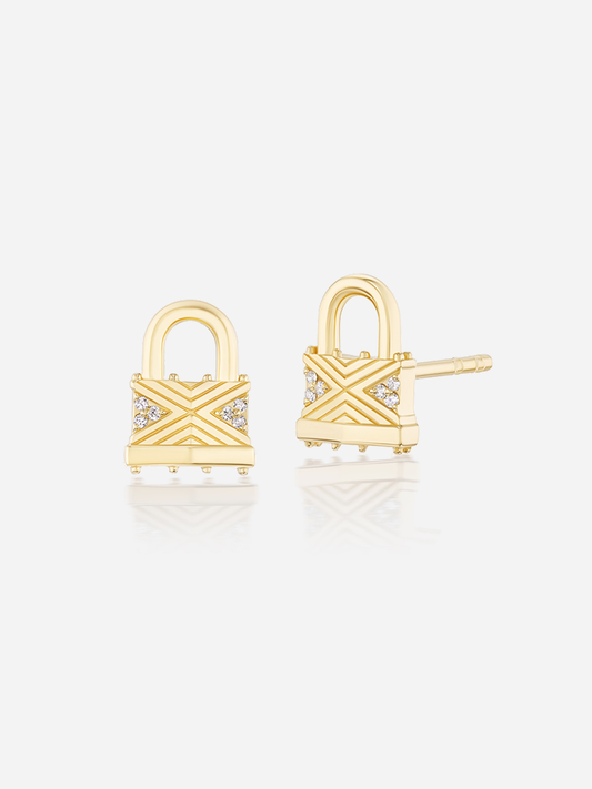 Tiny Lock Stud Earrings