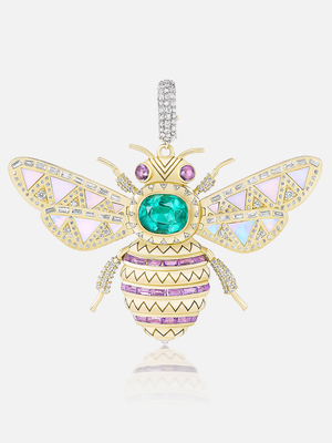 XL Queen Bee Pendant Emerald Amethyst