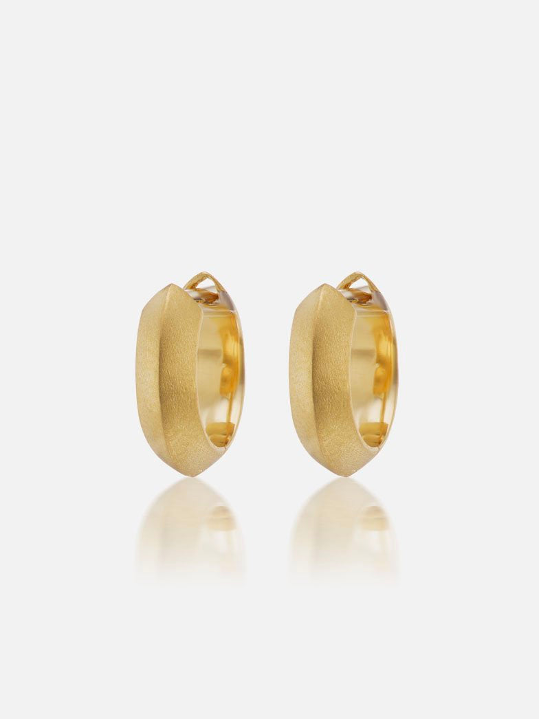 22K Gold Knife Edge Huggie Earrings