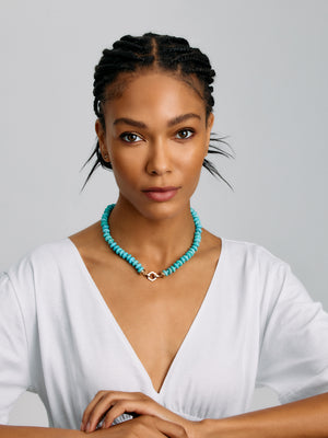 Türkisfarbene Perlen-Foundation-Halskette