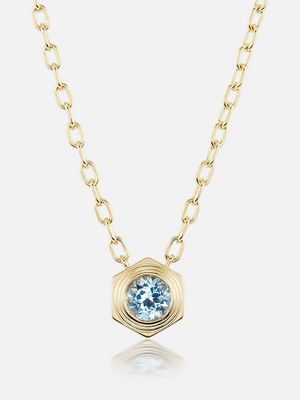 Hexed Aquamarine Pendant Necklace
