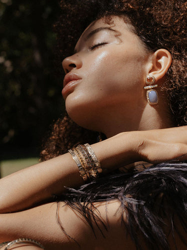 Doppelter Baguette-Ohrstecker-Armreif