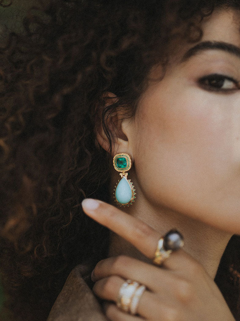 Emerald Mele - Chrysoprase - Emerald Drop Earrings