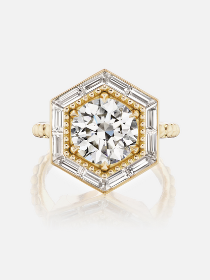 Sechseckiger Baguette-Ring