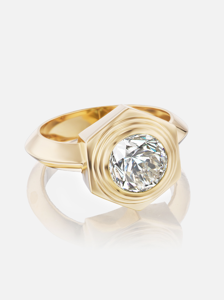 Hexed Diamond Ring