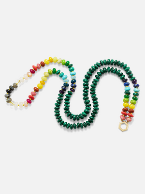 32" Malachit- und Regenbogenperlen-Foundation-Halskette