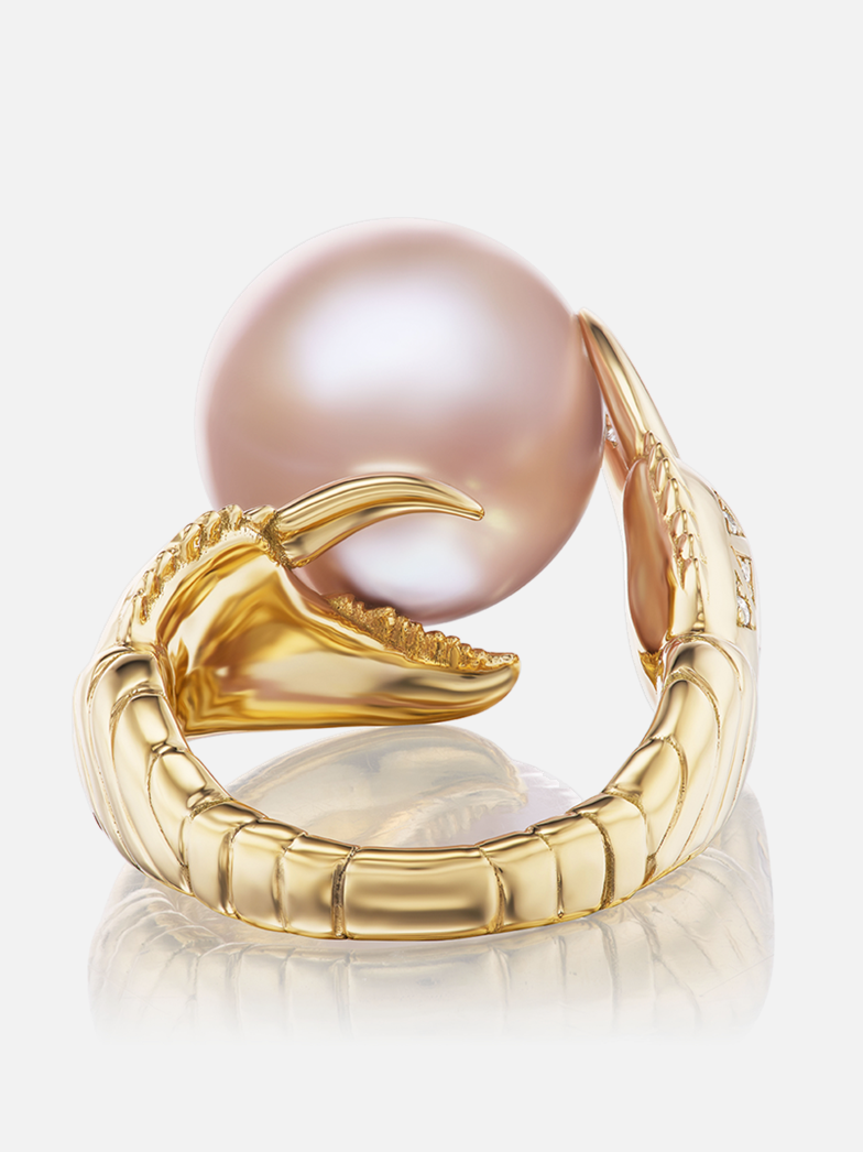 Pink Pearl Claw Ring