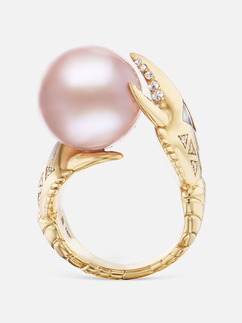 Pink Pearl Claw Ring