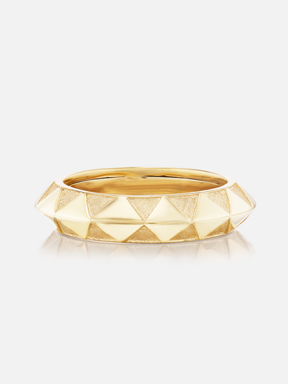 Knife Edge Textured Gold Band