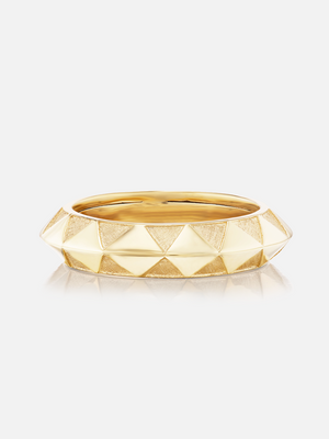Knife Edge Textured Gold Band