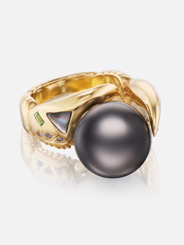 Dark Pearl Claw Ring