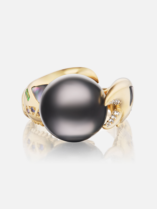 Dark Pearl Claw Ring