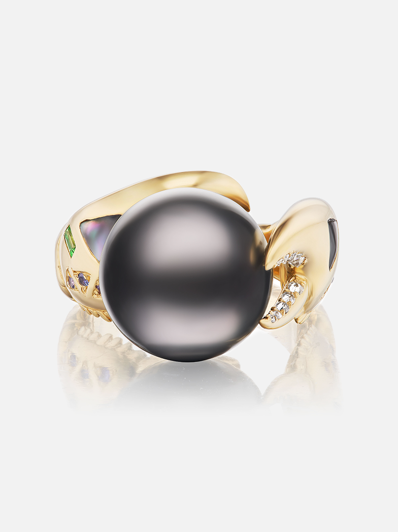 Dark Pearl Claw Ring