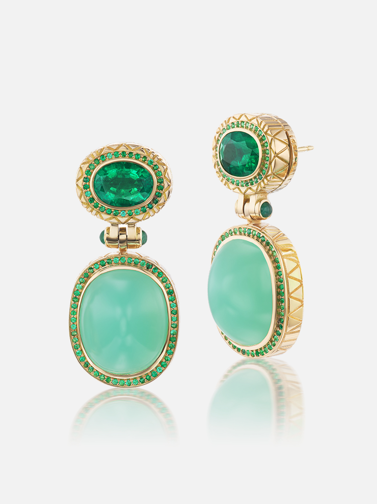 Chrysoprase - Emerald Drop Earrings RTS