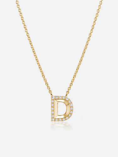 Diamond Initial Necklace | Letter D Initial Necklace In Yellow Gold |  SuperJeweler