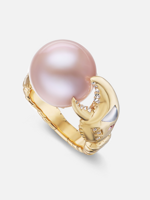 Pink Pearl Claw Ring