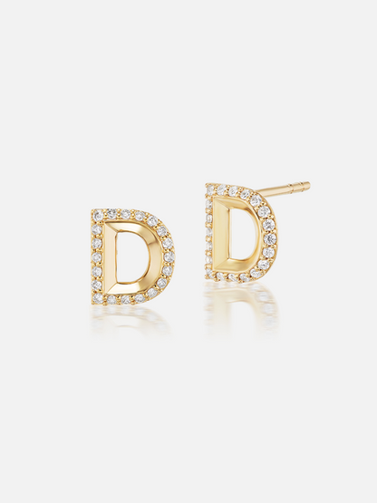 Knife Edge Initial Stud Earring