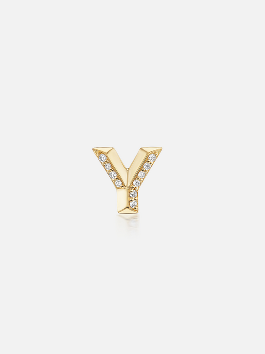 Knife Edge Initial Stud Earring