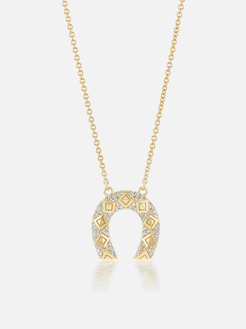 Mini Diamond Horseshoe Pendant Necklace