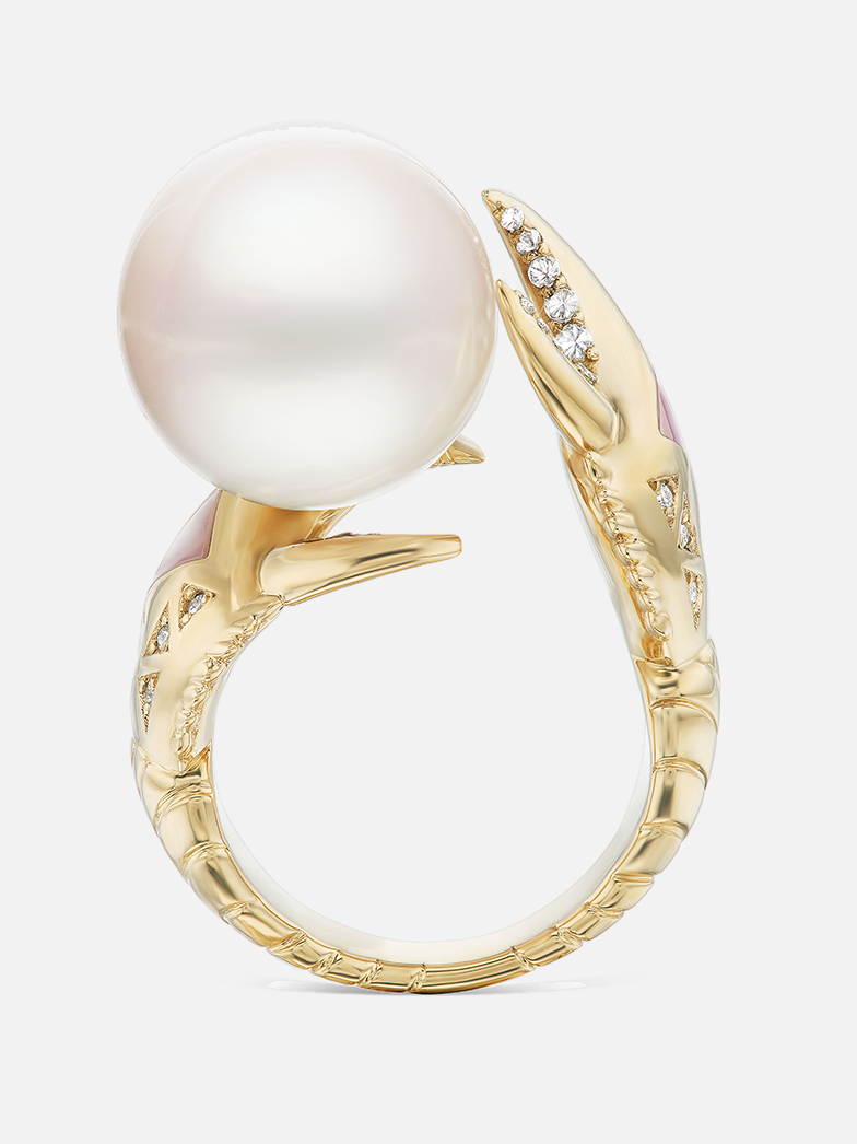 White Pearl Claw Ring