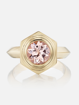 Hexed Morganite Ring