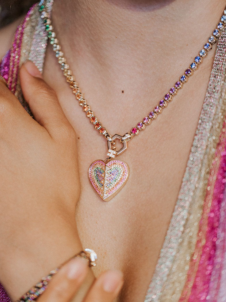 Rainbow Gemstone Tennis Necklace