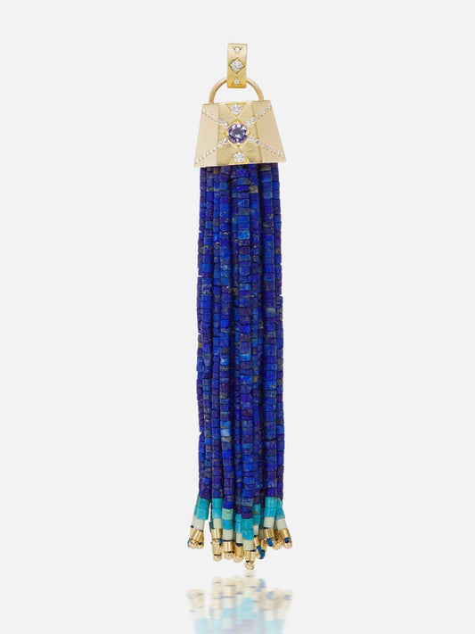 Beaded Tassel Lapis Pendant