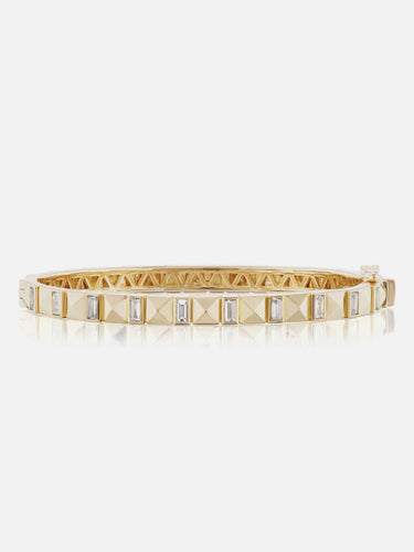 Pyramid Stud Bangle in Diamond