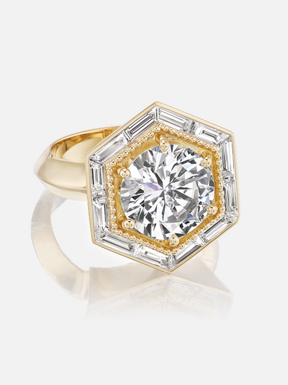 Sechseckiger Baguette-Ring