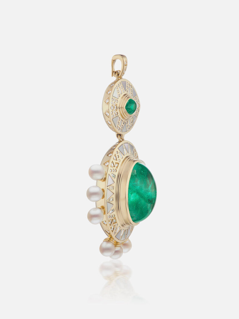 Harwell Godfrey X Muzo Emerald Cabochon Pendant Necklace