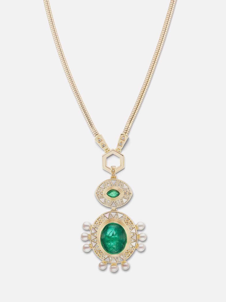 Harwell Godfrey X Muzo Emerald Cabochon Pendant Necklace