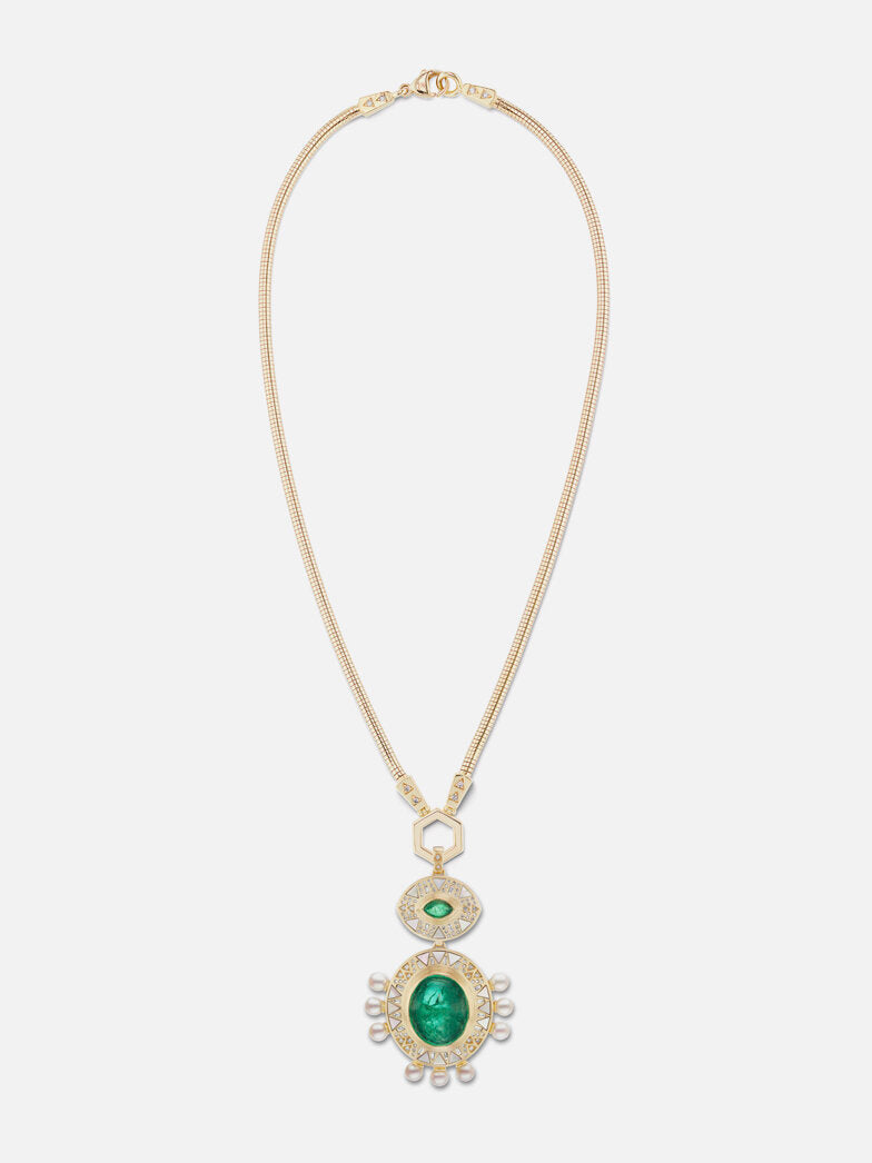 Harwell Godfrey X Muzo Emerald Cabochon Pendant Necklace