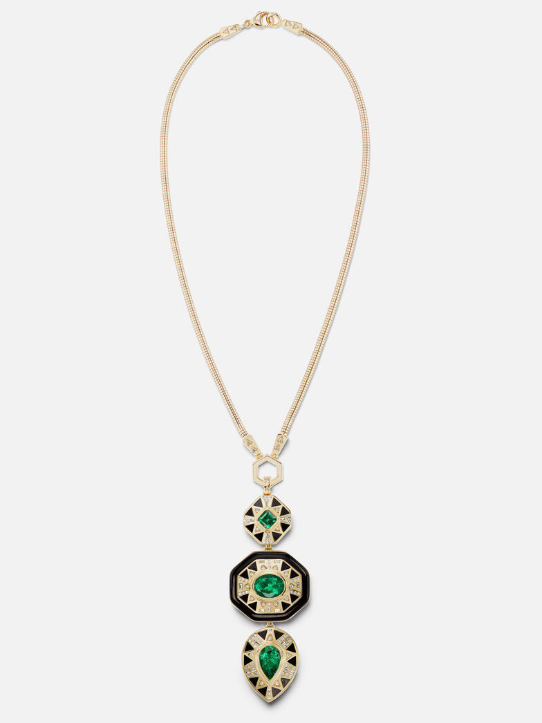 HARWELL GODFREY X MUZO EMERALD TOTEM PENDANT NECKLACE SET