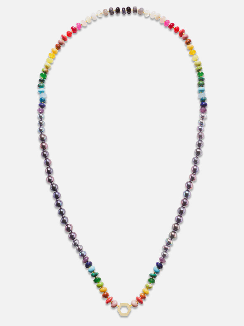 32" Tahitian Pearl and Rainbow Bead Foundation Necklace