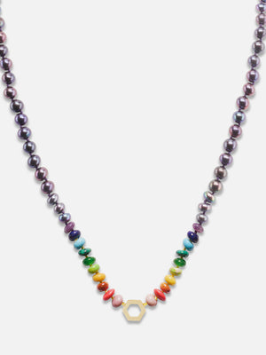 32" Tahiti-Perlen- und Regenbogenperlen-Foundation-Halskette