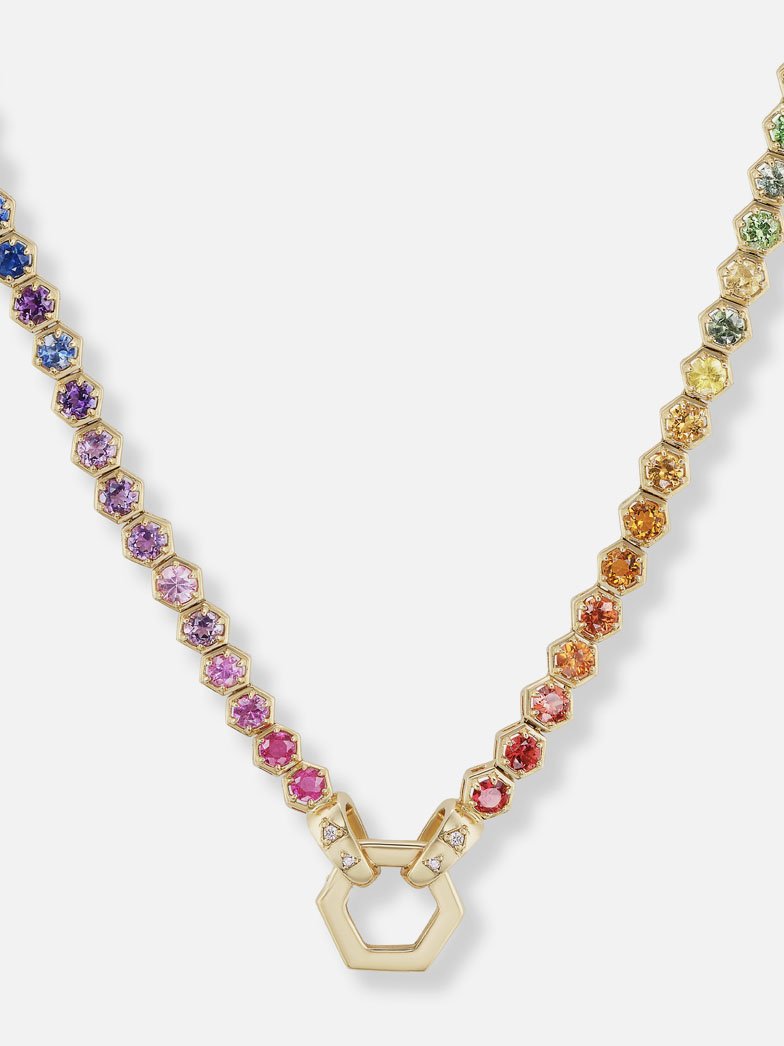 Rainbow Gemstone Tennis Necklace