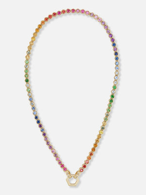 Rainbow Gemstone Tennis Necklace